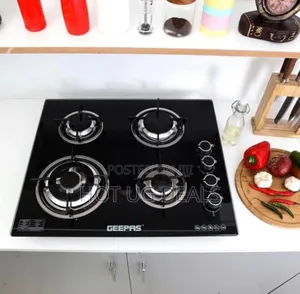 Geepas Built-in Glass Gas Hob, 4 Burners, Auto Ignition System