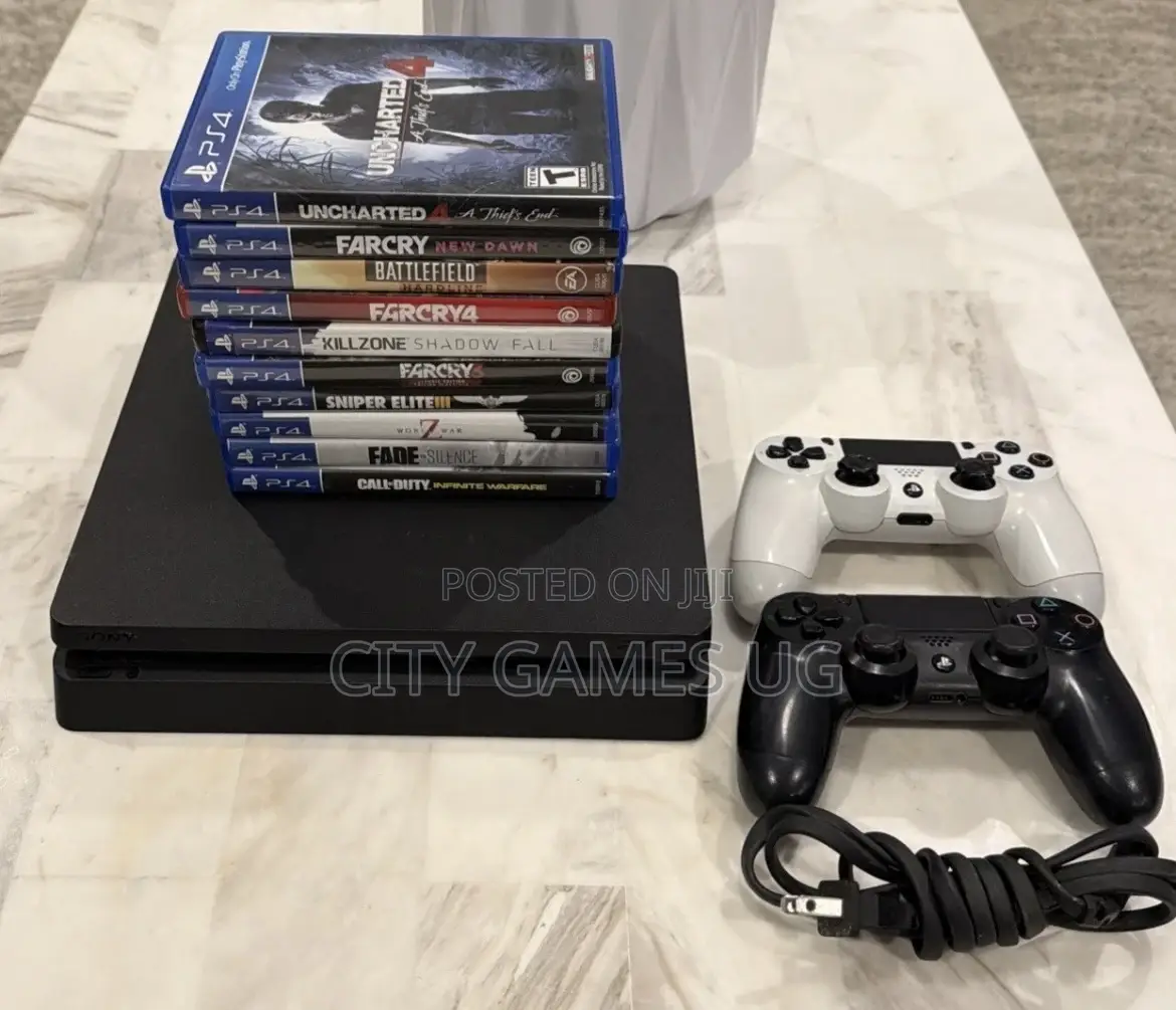 Sony Playstation 4 Slim 500gbconsole W/ 2 Controllers + 10 Games