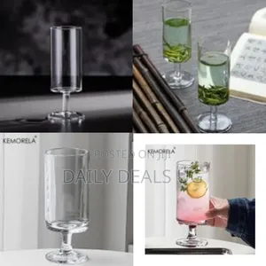 Set of 6 Plain Footed Glasses All Purpose Water Goblet Cups 500ml