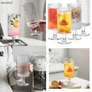 Set of 6 Ribbed Glasses All Purpose Water Goblet Cups 500ml