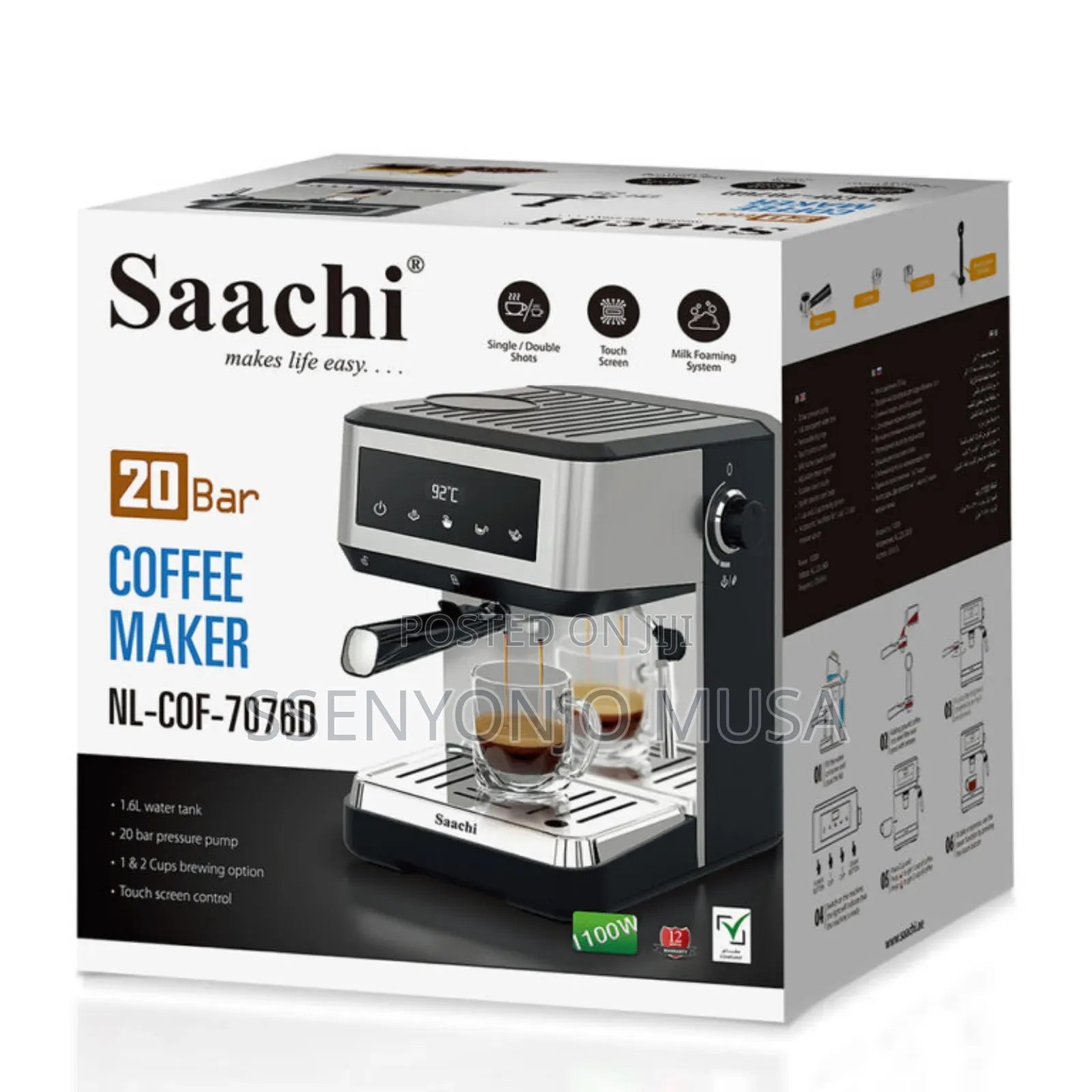 Saachi 20-Bar Coffee Maker With Digital Display – Nl-Cof-7076d