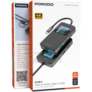 Porodo 6-in-1 Multi-Port Usb-C Hub