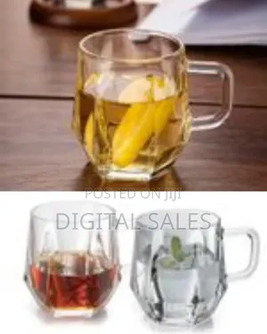 280ml Set of 2 Hexagonal Diamond Design Heat Resistant Glass Cups