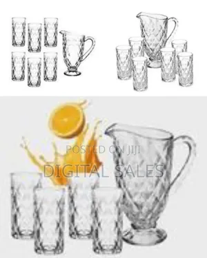 Set of 6 Diamond Water and Juice Glasses Set Plus1.5 L 1 Jug