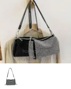 Women Studded Crystal Shoulder Bag-Silver Clutch Purse With Rivets