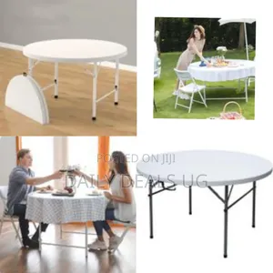 Round Folding Table, Indoor Outdoor Plastic Dining Table
