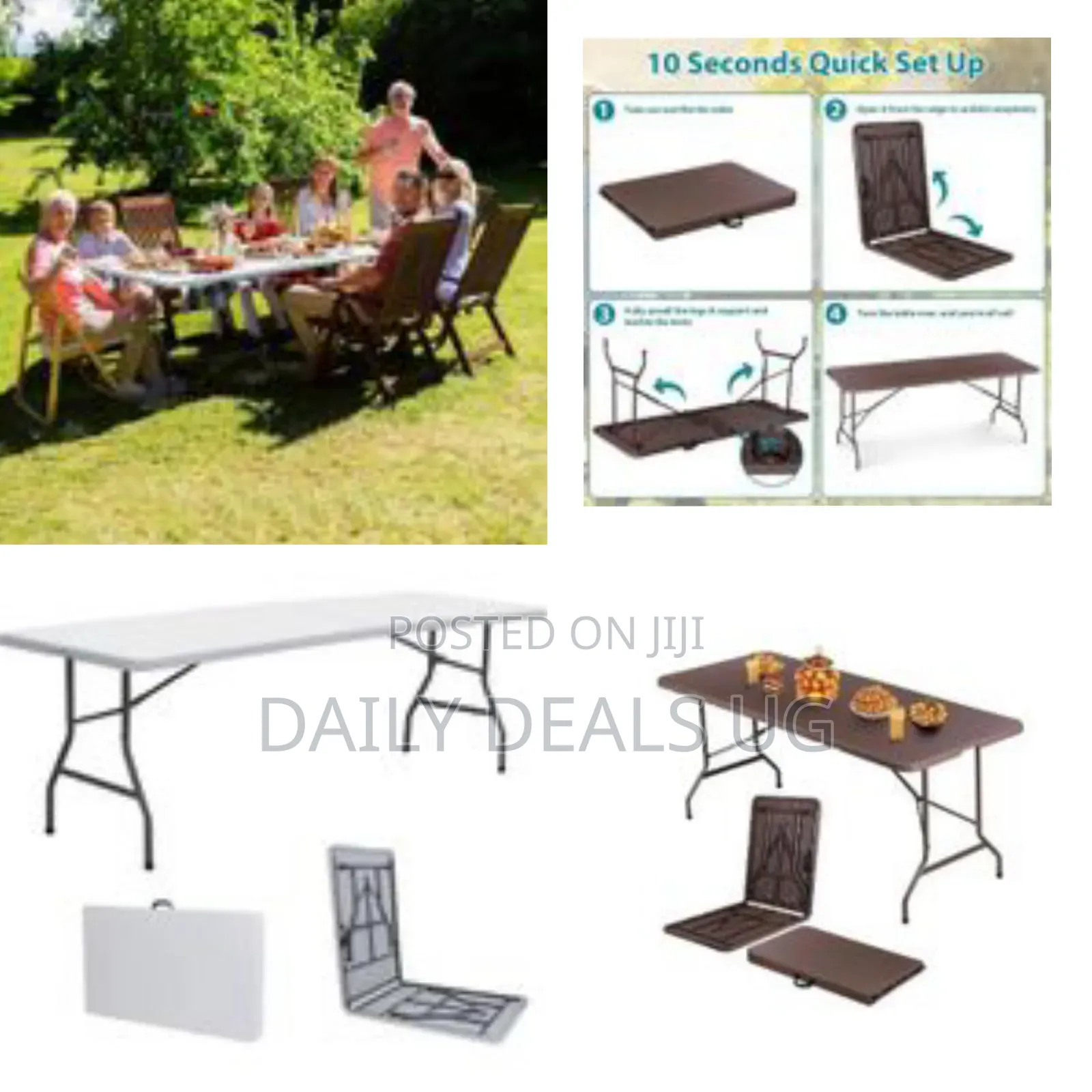 Fold-in-Half Blow Molded Folding Table, Space Saving Furniture