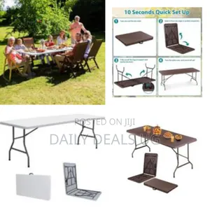 Fold-in-Half Blow Molded Folding Table, Space Saving Furniture