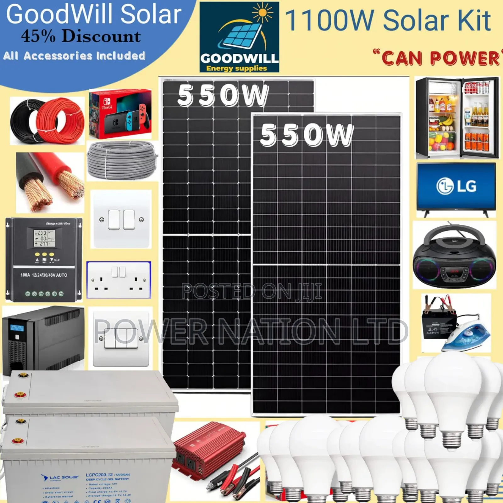 1100w Power Nation Solar System Full Kit