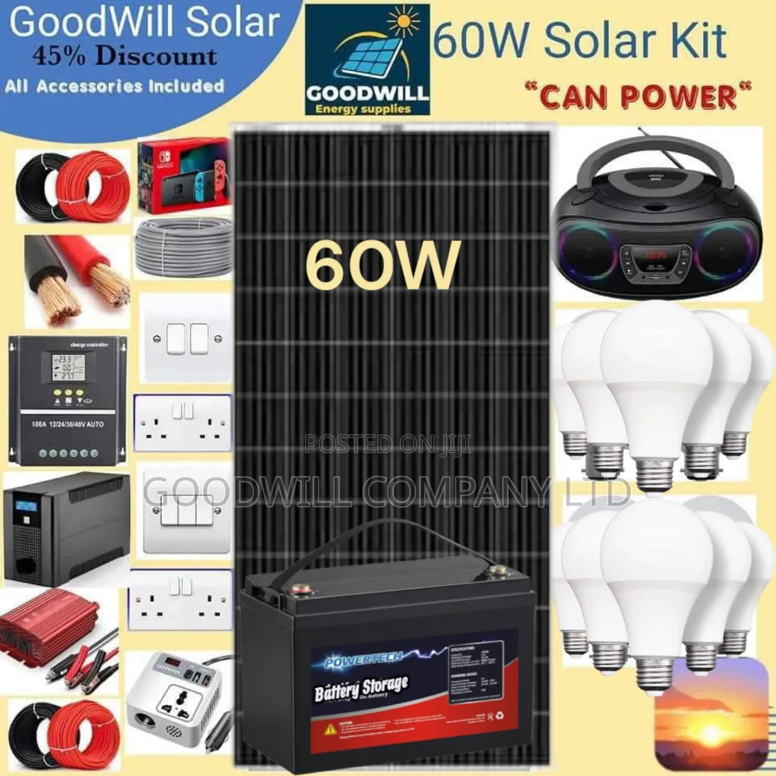 60w Power Nation Solar System Full Kit