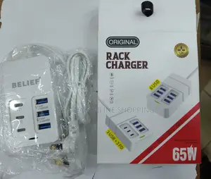 65w Belief Charger Adapter - 3 Usb Ports, 3 Type C Ports