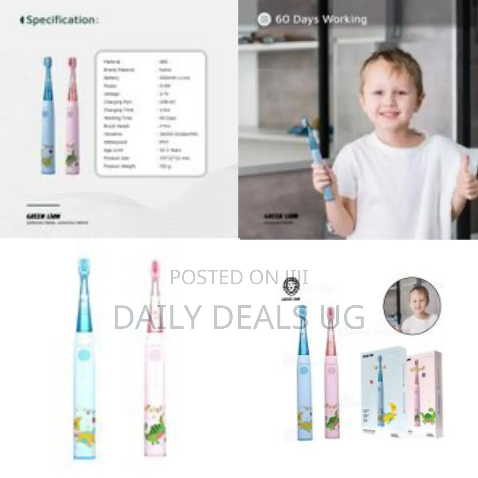 Green Lion Kids Electric Smart Toothbrush With 3 Function Brushing