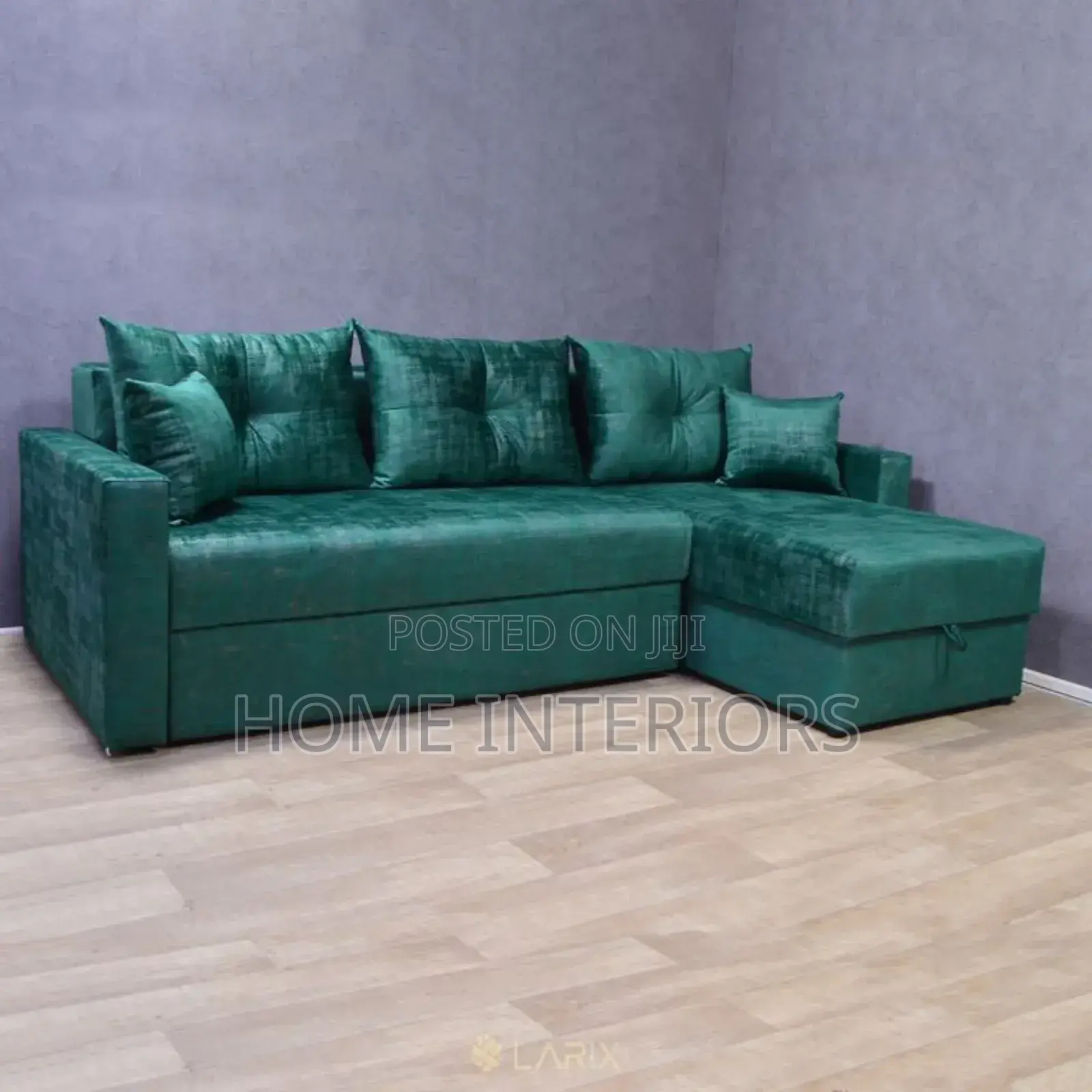 Six Seater Green Coloured Sofa