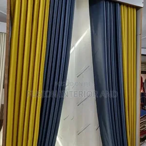 Blackout Plain Yellow and Grey Curtains