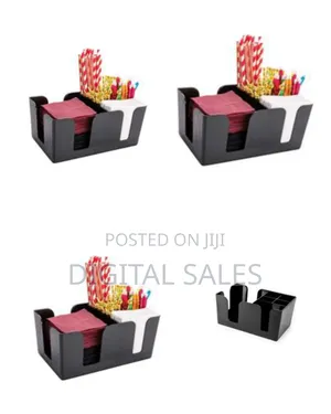 Abs Plastic Bar Napkin Utensil Caddy Organizer - 6 Compartment Case
