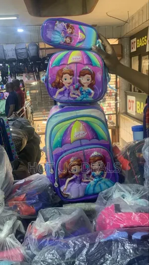 3 Pieces Cartoon-printed School Trolley Bag For Kids