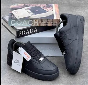 Brand New Black Air Force 1 Low. Old Gold