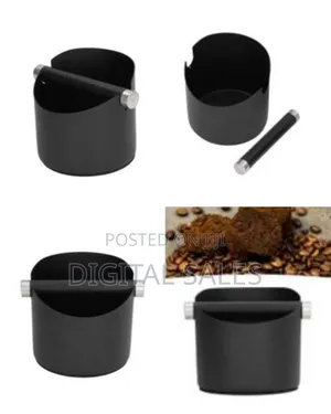 Coffee Grinder Bin, Stainless Steel Coffee Knock Round Bucket Rubber