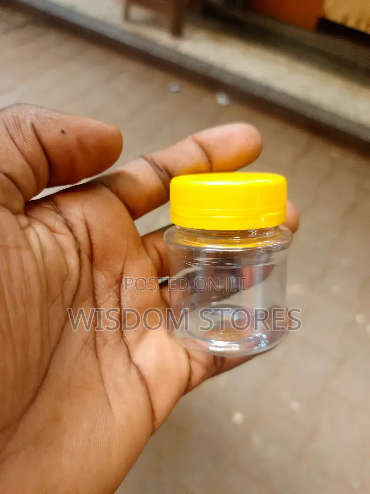 12pcs Clear Plastic Jar With a Yellow Screw-on Lid-Small