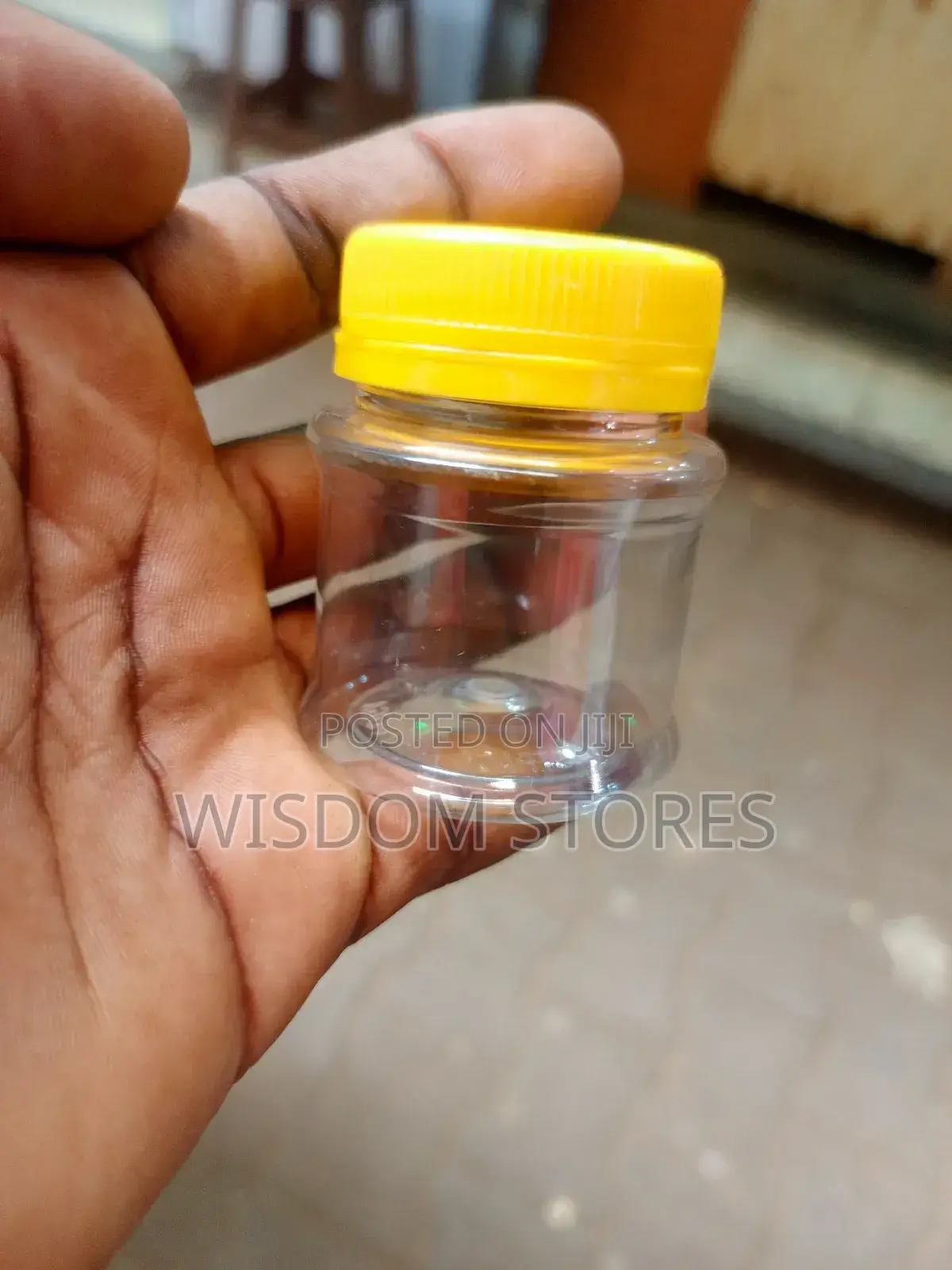 12pcs Clear Plastic Jar With a Yellow Screw-on Lid-Small