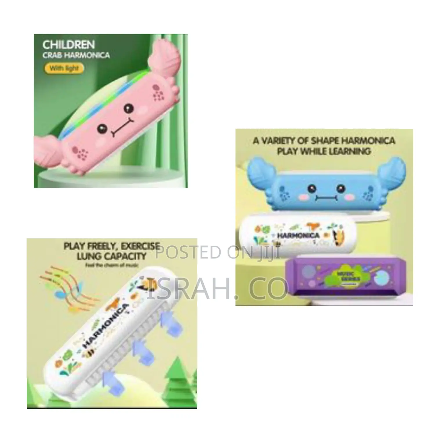 8 Pack Light Plastic 16 Holes Harmonica Music Cartoon Harmonica