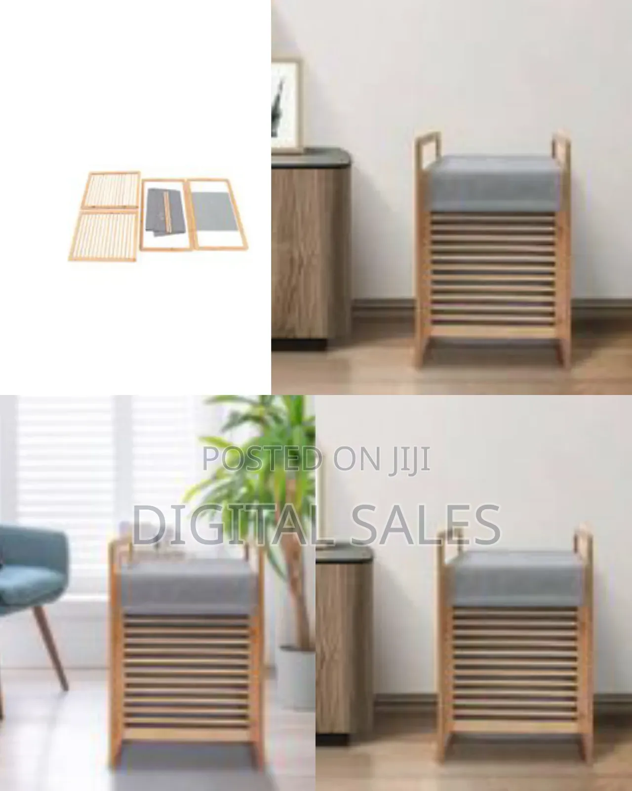Laundry Basket Bamboo Wooden Laundry Hamper Organizer Freestanding