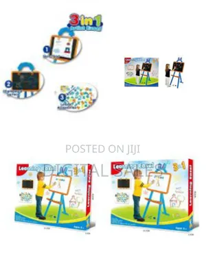 3-in-1 Learning Easel Magnetic Black or White Chalk Board Learning