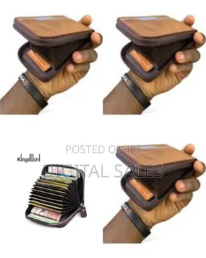 Men Wallet Leather Card Case With External Zipper, 11 Slots Interior