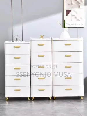 Slim Bathroom Storage - 3 Tier White Tall Vanity Unit -