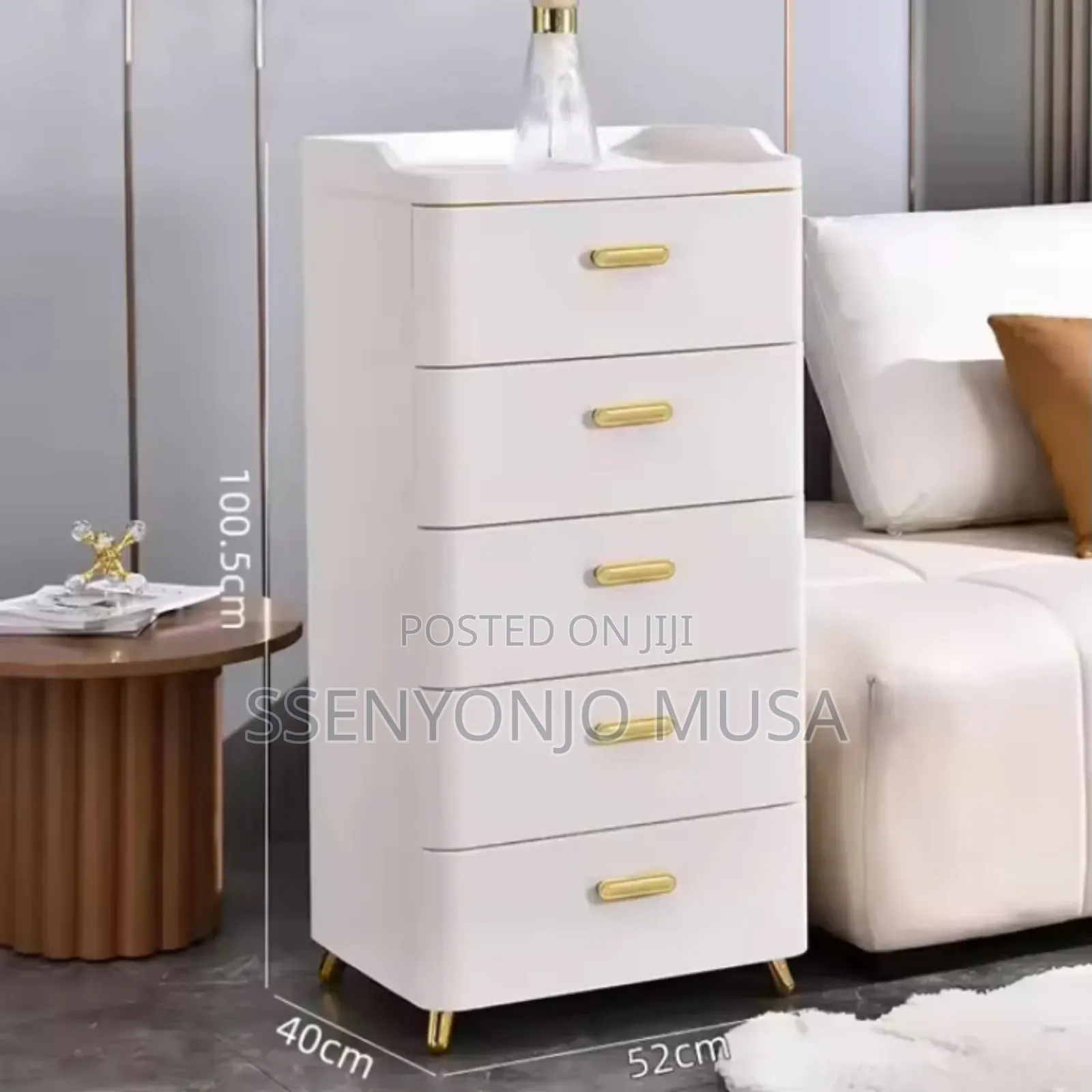 Slim Bathroom Storage - 3 Tier White Tall Vanity Unit -