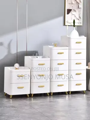 Slim Bathroom Storage - 3 Tier White Tall Vanity Unit -