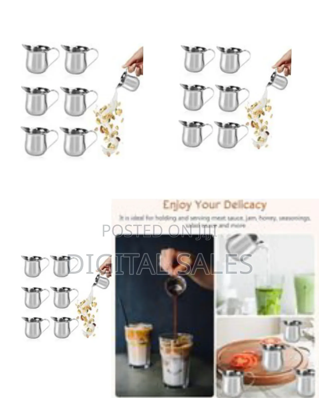 6 PCS Small Milk Jug 90ml/3oz Milk Creamer Pitcher Stainless