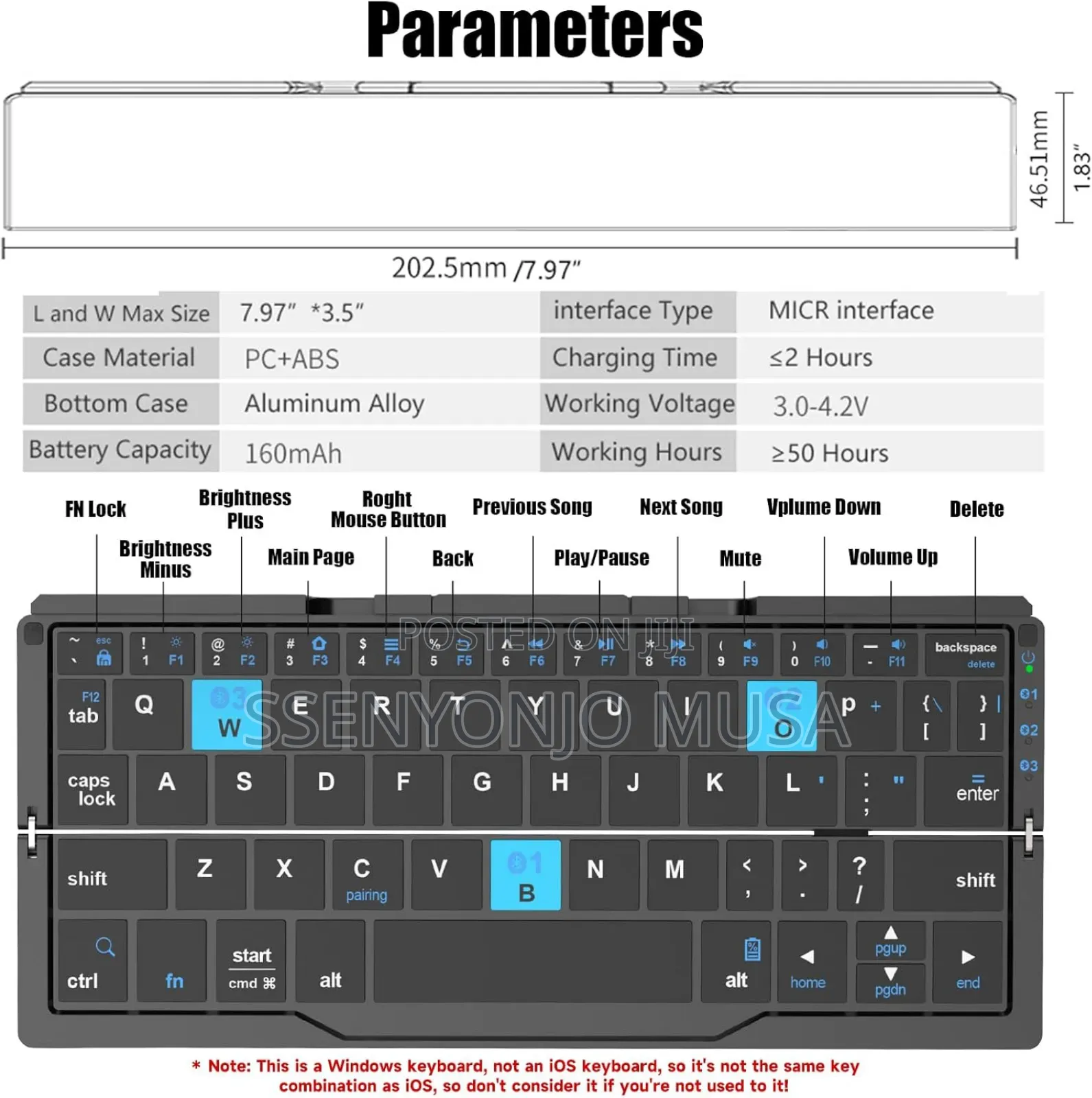 B.O.W Mini Foldable Keyboard | Portable Wireless Keyboard