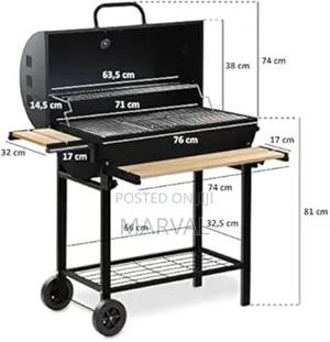 Portable Charcoal Barbecue Grill With a Trolley.