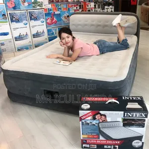 Intex Queen Durabeam Headboard Air Mattress WTH Built-in Electric Pump
