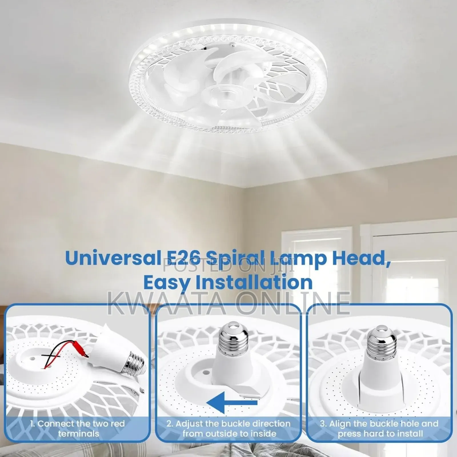 50w Ceiling Fan Light, 30cm Lamp With Remote Control Led Light