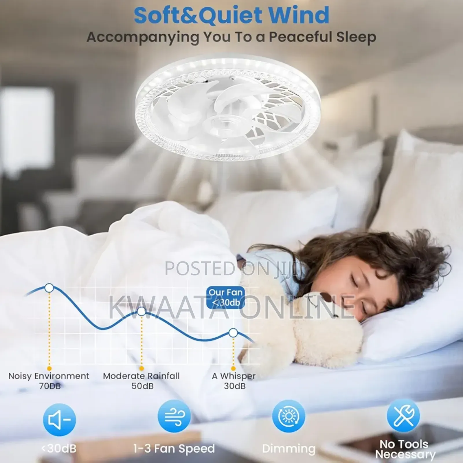 50w Ceiling Fan Light, 30cm Lamp With Remote Control Led Light