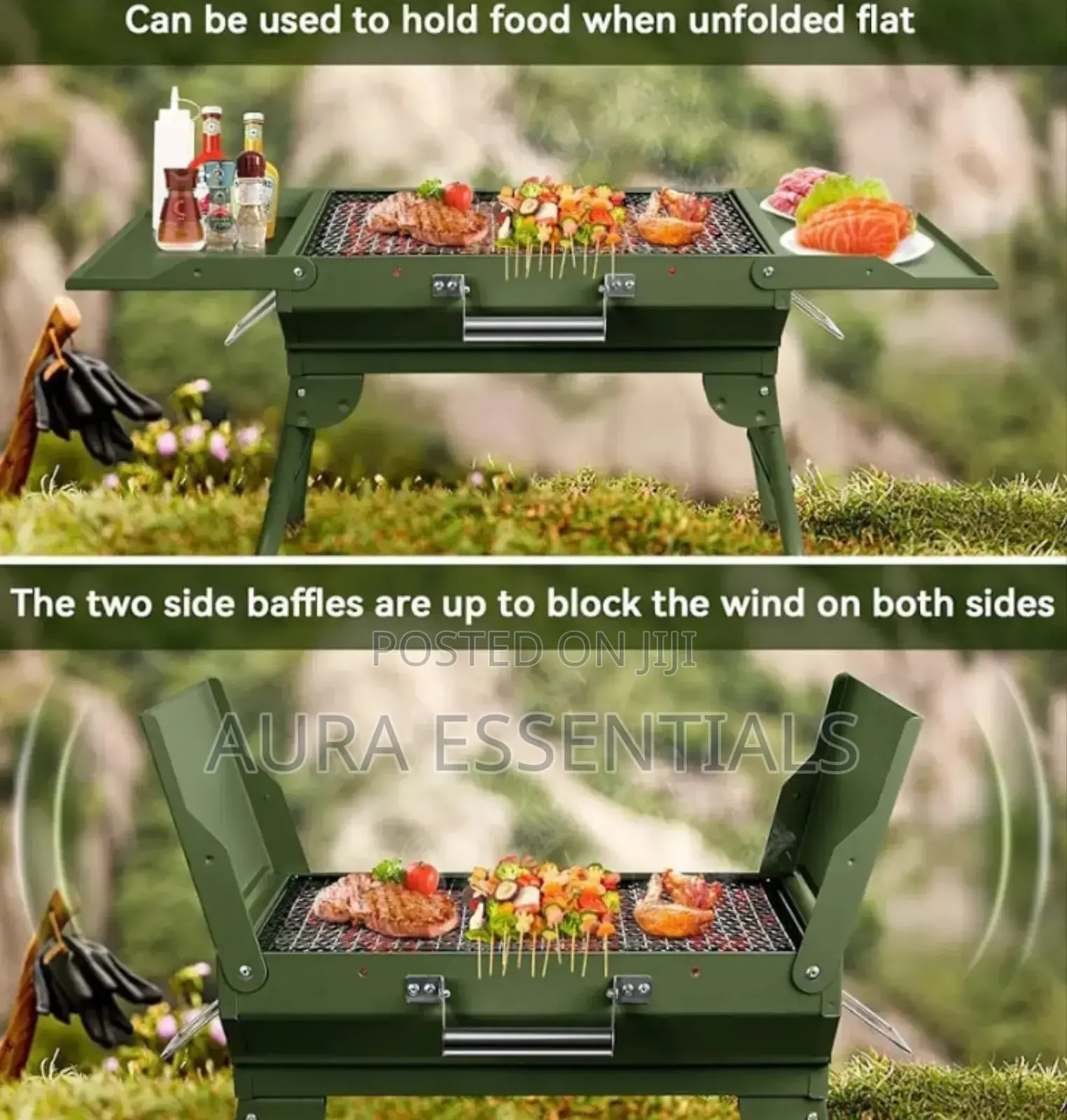 Portable Green Foldable Charcoal BBQ Grill