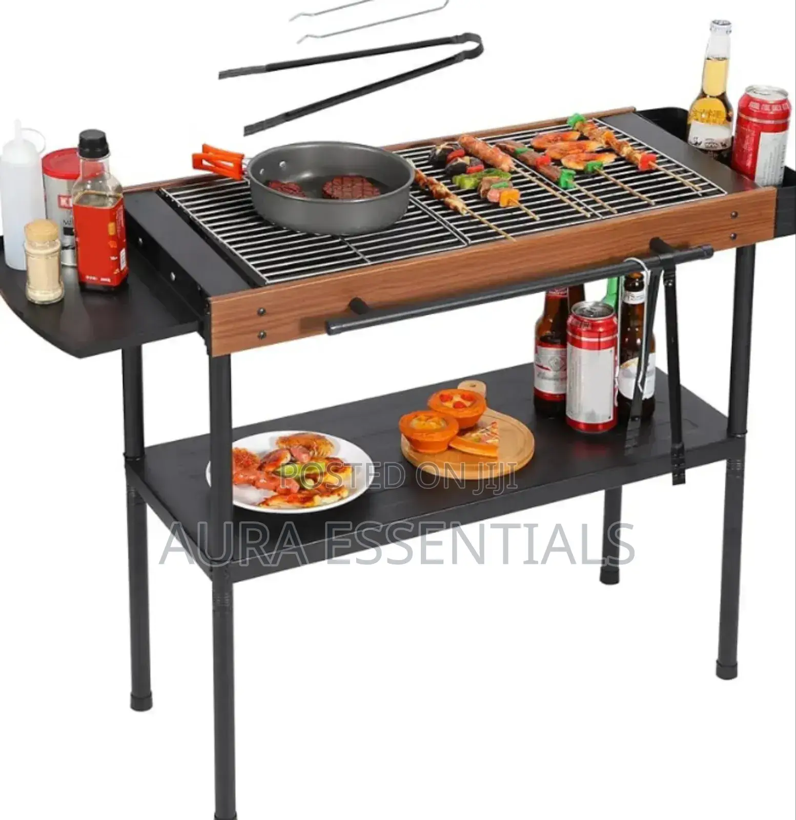 Multifunctional Camping Grill Griddle With Storage Shelf