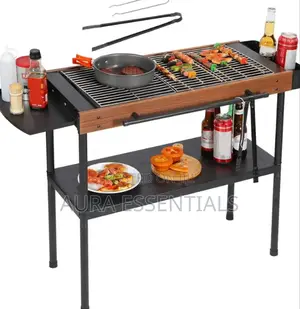 Multifunctional Camping Grill Griddle With Storage Shelf