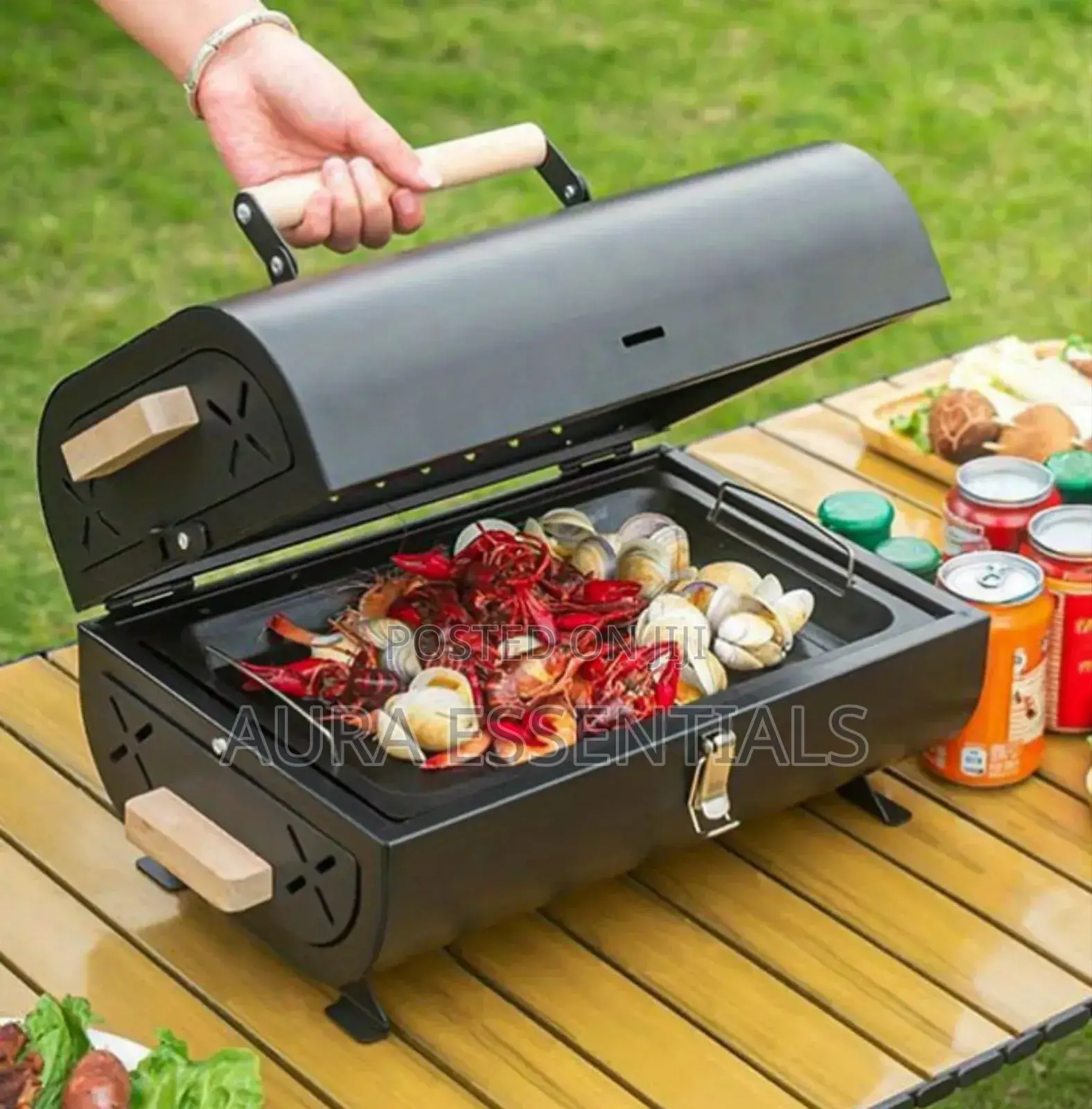 Portable, Double-Sided Charcoal Barbecue Grill
