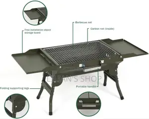 Portable Green Foldable Charcoal BBQ Grill