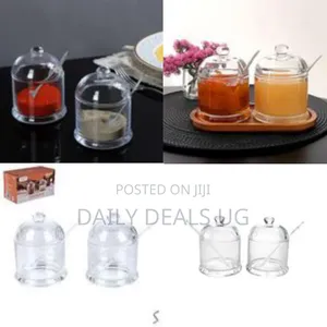 2 PCS Glass Seasoning Sugar Jar, Glass Sugar Bowl Clear