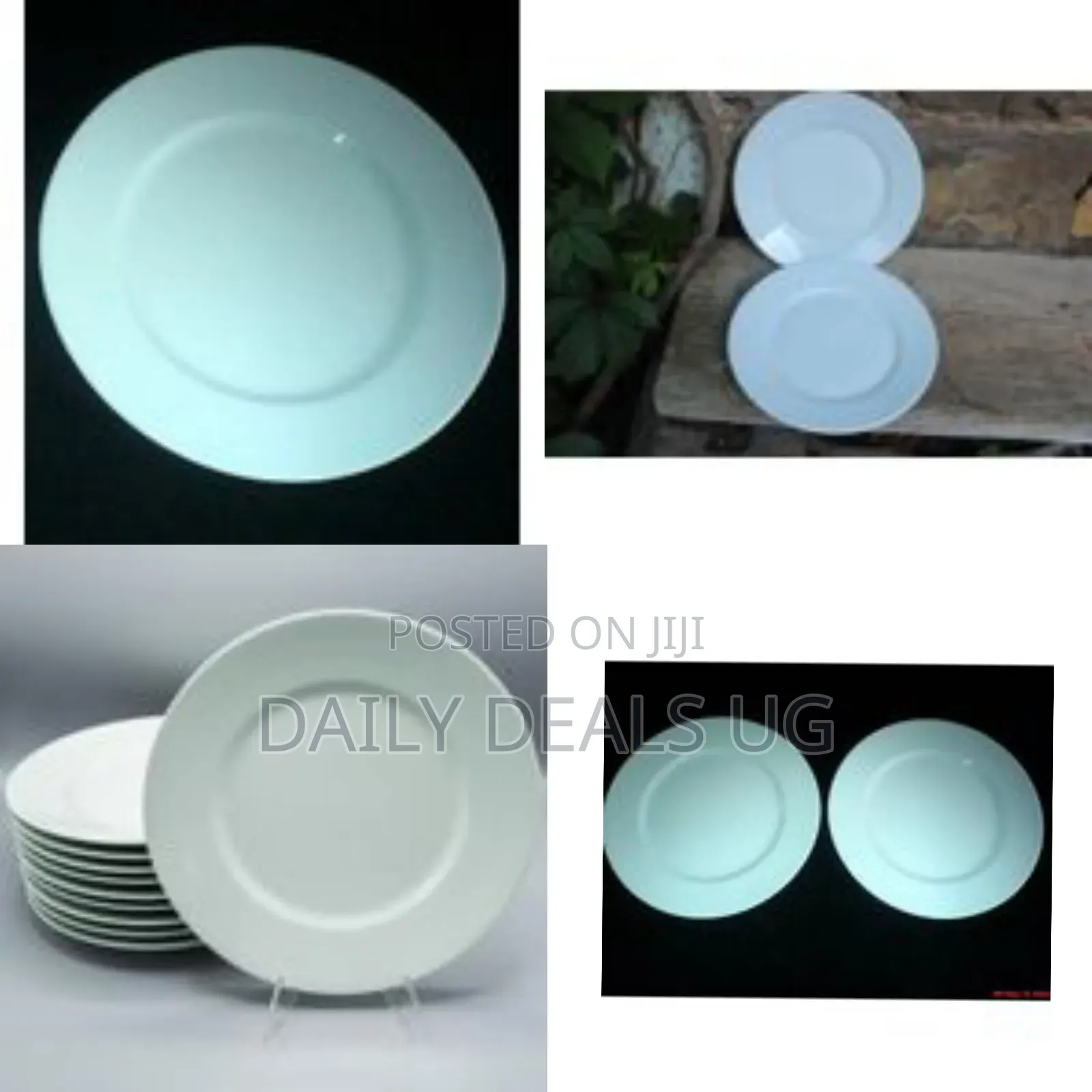 Porcelain Flat Dinner Plates, 6-Piece White Dinner Plate Set