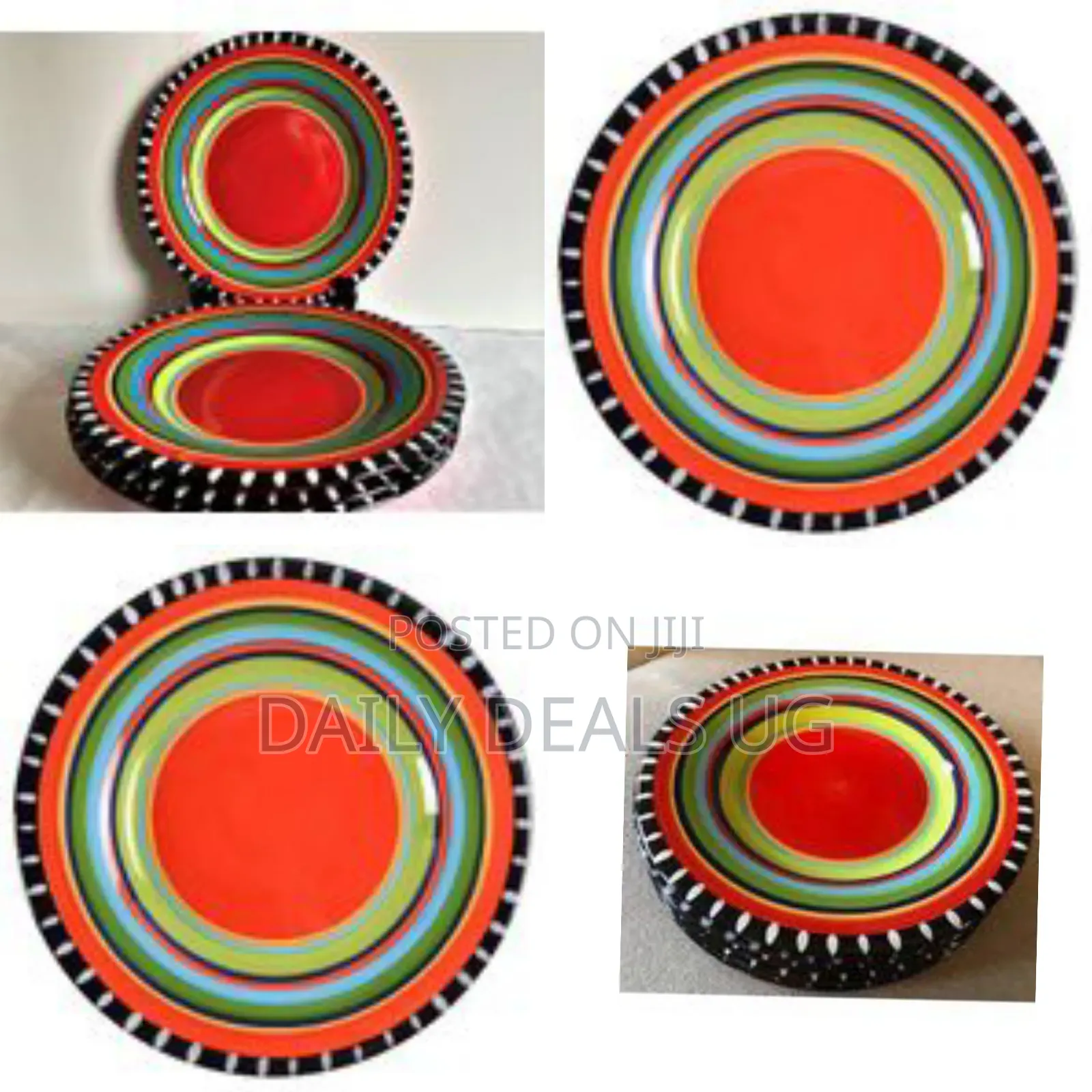 Porcelain Multi-Colored Deep Dinner Plates, 6-Piece Rainbow