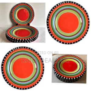Porcelain Multi-Colored Deep Dinner Plates, 6-Piece Rainbow