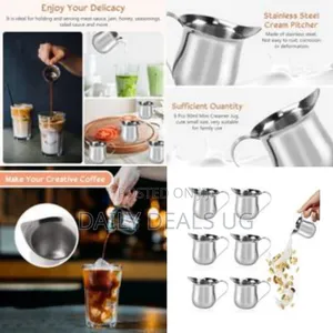 6 PCS Small Milk Jug 90ml/3oz Milk Creamer Pitcher Stainless Steel