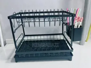 2-Tier Dish Drying Rack With a Side Utensil Holder.