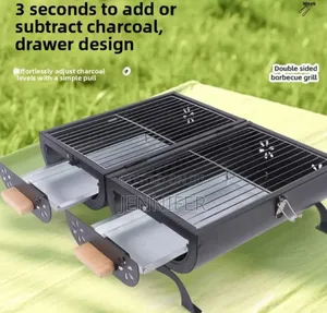 Portable, Double-sided Charcoal Barbecue Grill
