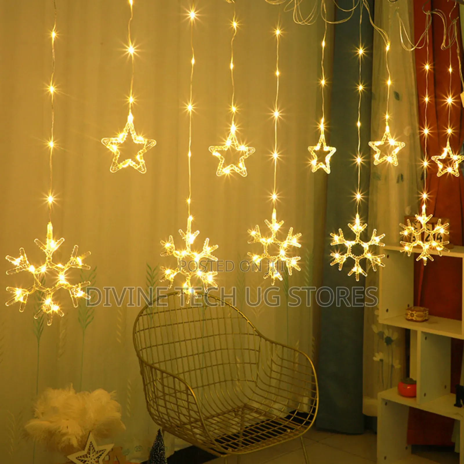 Christmas Curtain Lights( Snowflake and Stars)
